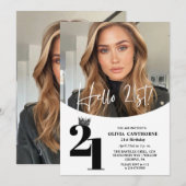 Moderne foto 21e verjaardag wit zwart kaart (Voorkant / Achterkant)