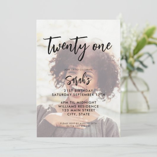 Moderne foto 21ste verjaardag kaart (Staand voorkant)