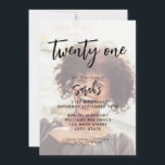Moderne foto 21ste verjaardag kaart<br><div class="desc">Een eenvoudige moderne 21ste verjaardagsuitnodiging met elegante kalligrafiescript typografie,  minimalistisch ontwerp en aangepaste foto</div>