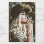 Moderne foto 30e verjaardag Party Script Custom Wijn Etiket (Enkel label)