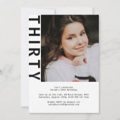 Moderne foto 30e verjaardag uitnodiging Clean Whit (Voorkant)