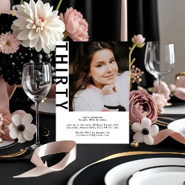 Moderne foto 30e verjaardag uitnodiging Clean Whit