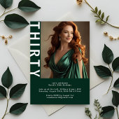 Moderne foto 30e verjaardag uitnodiging – Emerald 