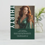 Moderne foto 30e verjaardag uitnodiging – Emerald (Staand voorkant)