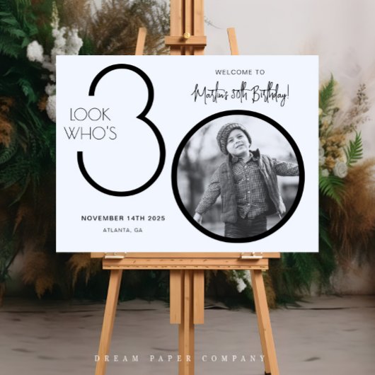 Moderne foto 30e verjaardag welkomstbord perfect poster