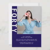 Moderne foto 40e verjaardag uitnodiging – Navy Blu (Voorkant)
