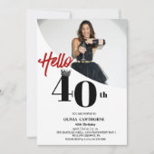 Moderne foto 40e verjaardag wit zwart kaart (Voorkant)