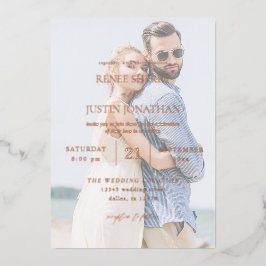 Moderne foto 5 Vertical Wedding Folie Uitnodiging