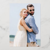 Moderne foto 5 Vertical Wedding Folie Uitnodiging (Achterkant)