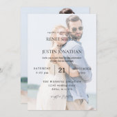 Moderne foto 5 Vertical Wedding Kaart (Voorkant / Achterkant)