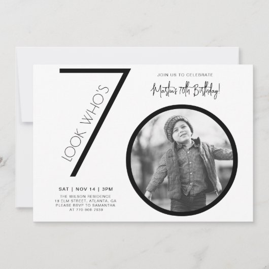 Moderne foto 70e verjaardag uitnodiging (Voorkant)