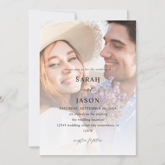 Moderne foto 7 Vertical Wedding Invitation Kaart (Voorkant)