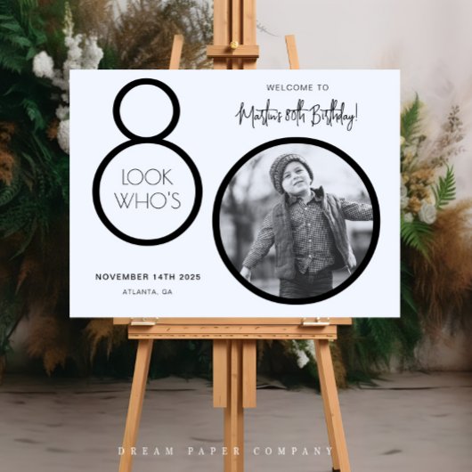 Moderne foto 80e verjaardag welkomstbord perfect poster