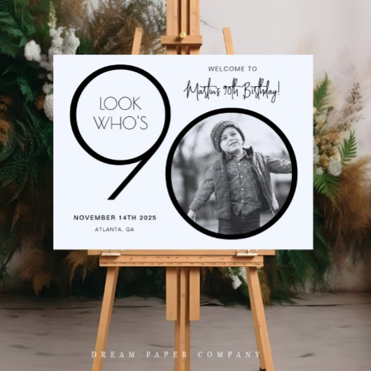 Moderne foto 90e verjaardag welkomstbord perfect poster