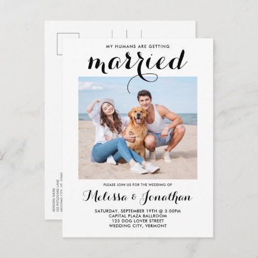 Moderne foto Aangepaste hond Weddenschap Uitnodiging Briefkaart (Voorkant / Achterkant)