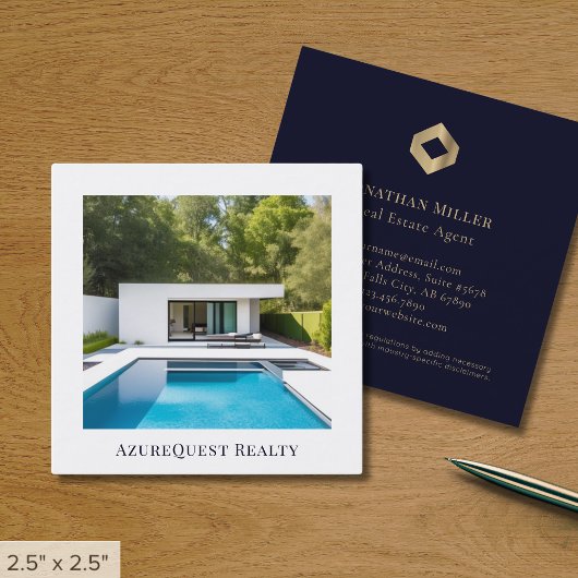 Moderne foto aangepaste Logo Vierkante Visitekaartje