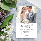 Moderne foto Aangepaste QR code Bruiloft uitnodigi Kaart