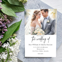 Moderne foto Aangepaste QR code Bruiloft uitnodigi Kaart