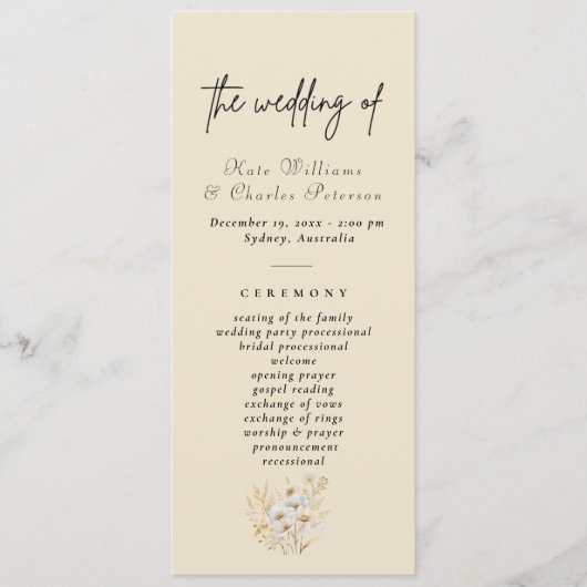 Moderne Foto Aangepaste Qr-code Huwelijksprogramma Menu (Voorkant)