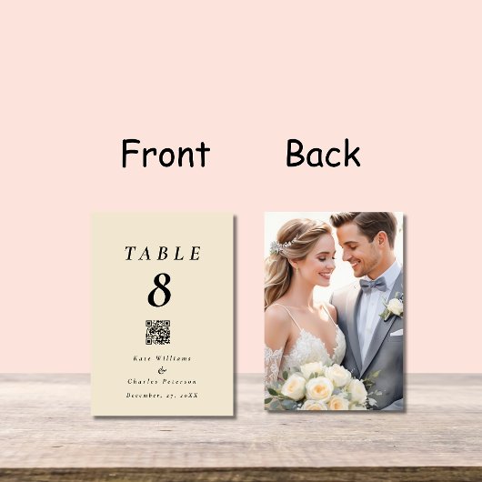 Moderne Foto Aangepaste QR Code Tafel Kaart