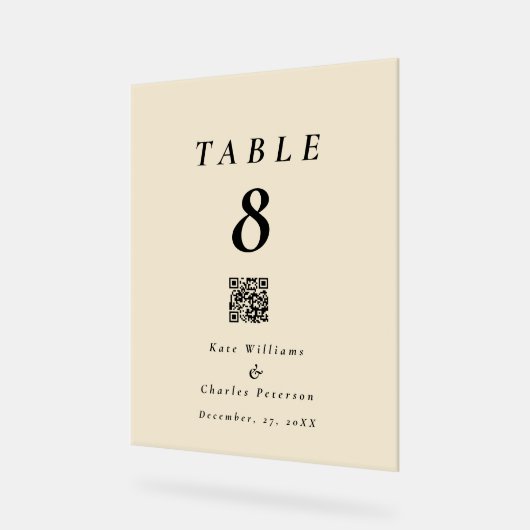 Moderne Foto Aangepaste QR Code Tafel Kaart Acryl Bord (Hoek)