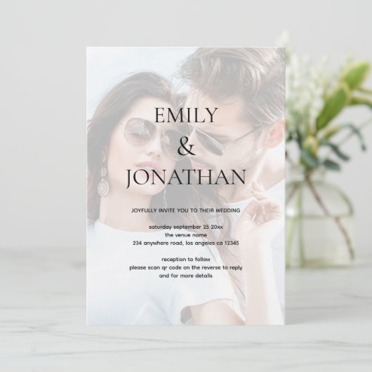 Moderne foto Achtergrond QR code Weddenschap Kaart (Staand voorkant)