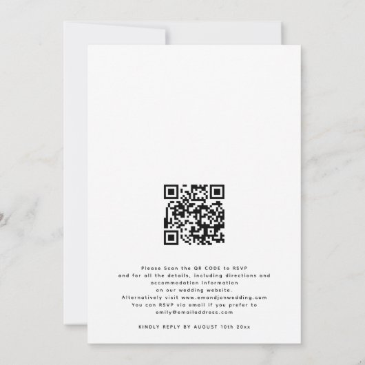 Moderne foto Achtergrond QR code Weddenschap Kaart (Achterkant)
