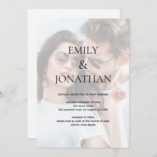 Moderne foto Achtergrond QR code Weddenschap Kaart (Voorkant / Achterkant)