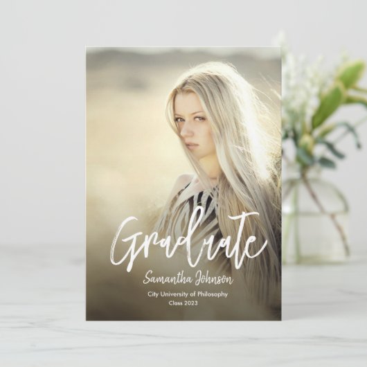 Moderne foto afstudeer aankondiging (Staand voorkant)