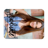 Moderne foto afstudeeraankondiging in Brush Script Magneet (Horizontaal)