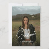 Moderne foto afstudeeraankondiging met scriptlette aankondiging (Voorkant)