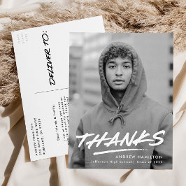 Moderne foto afstudeerdank met streepjes briefkaart