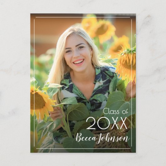 Moderne foto afstudeerdatum save the date briefkaart (Voorkant)