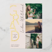 Moderne foto Afstudeerder Blush roze Folie Uitnodiging (Voorkant)