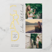 Moderne foto Afstudeerder Light Grey Folie Uitnodiging (Voorkant)