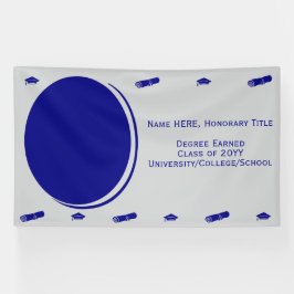 Moderne foto afstudeerdop, diploma blauw Sjabloon Spandoek