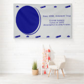 Moderne foto afstudeerdop, diploma blauw Sjabloon Spandoek (Insitu)
