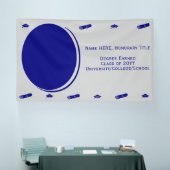 Moderne foto afstudeerdop, diploma blauw Sjabloon Spandoek (Beurs)