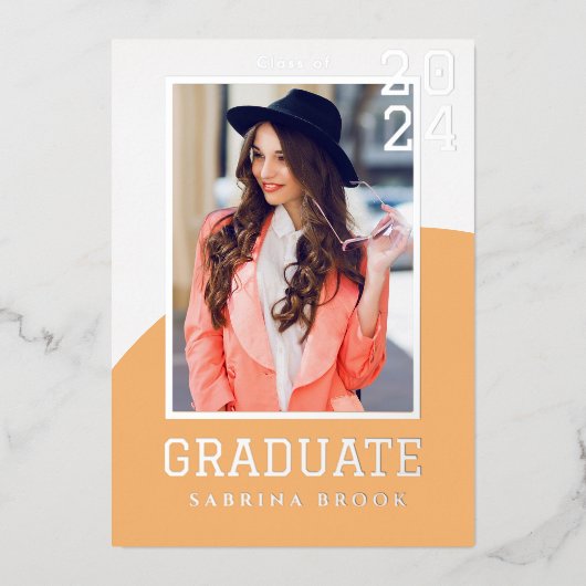 Moderne foto afstudeerfeest  folie uitnodiging (Voorkant)
