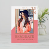 Moderne foto afstudeerfeest  folie uitnodiging (Staand Voorkant)