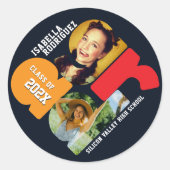 Moderne Foto Afstudeerfeest Ronde Sticker (Voorkant)
