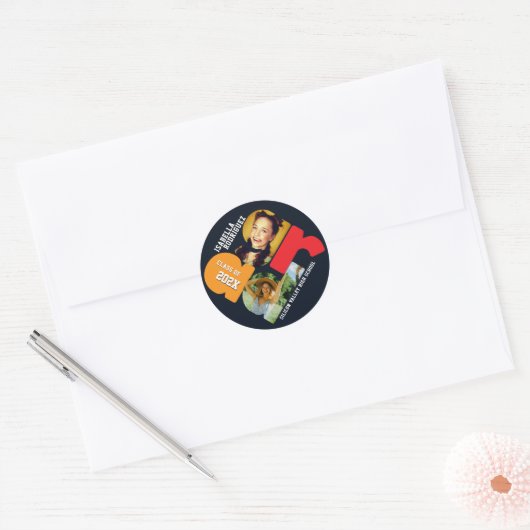Moderne Foto Afstudeerfeest Ronde Sticker (Envelop)