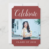 Moderne foto afstudeerfeest uitnodigen | Bourgogne Kaart (Voorkant)
