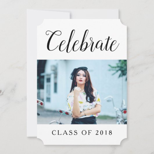 Moderne foto afstudeerfeest uitnodigen | Wit Kaart (Voorkant)