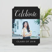 Moderne foto afstudeerfeest uitnodigen | Zwart Kaart (Staand voorkant)