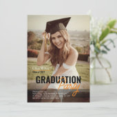 Moderne foto afstudeerfeest uitnodiging Sjabloon (Staand voorkant)
