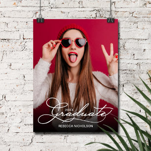 Moderne foto afstudeerfeest welkom poster