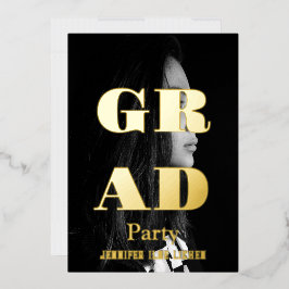 MODERNE FOTO AFSTUDEERFEESTJE FOLIE UITNODIGING