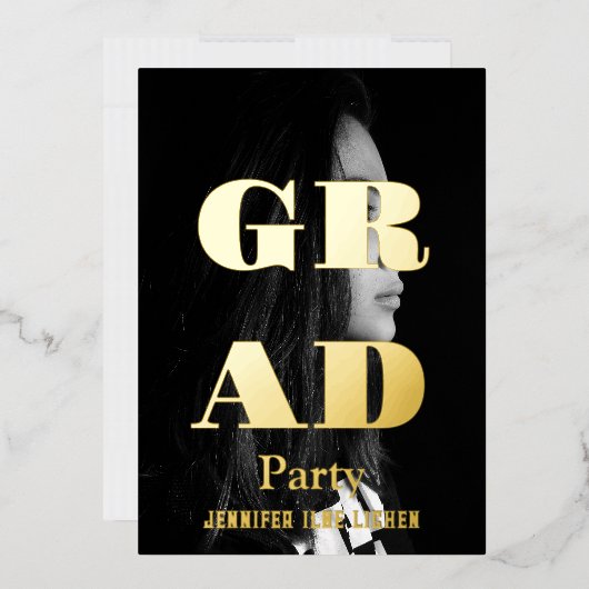 MODERNE FOTO AFSTUDEERFEESTJE FOLIE UITNODIGING (Envelop)