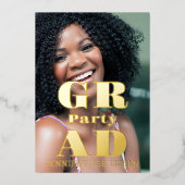 MODERNE FOTO AFSTUDEERFEESTJE FOLIE UITNODIGING (Voorkant)